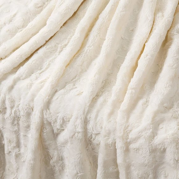 Set of 2 Faux Fur Throw Blanket, 50" x 60" - Picture 3 of 5